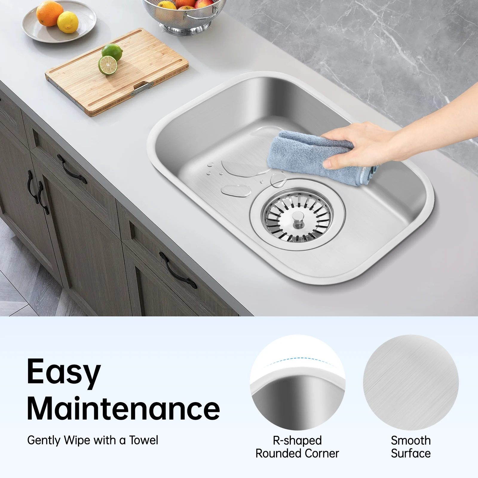 Caravan Camping Boat Sink RV Caravan Camper Boat Stainless Steel 304 Hand Wash Basin Kitchen Sink GR-536