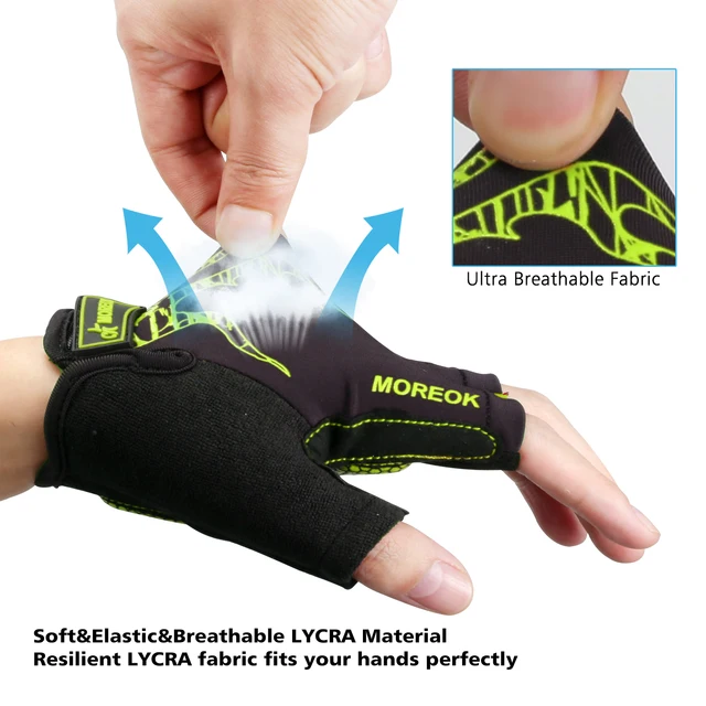MOREOK Bike Gloves Breathable 5mm Gel Pads MTB Mountain Road Bicycle Gloves Shock-absorbing Half Finger Cycling Gloves Men Women 4