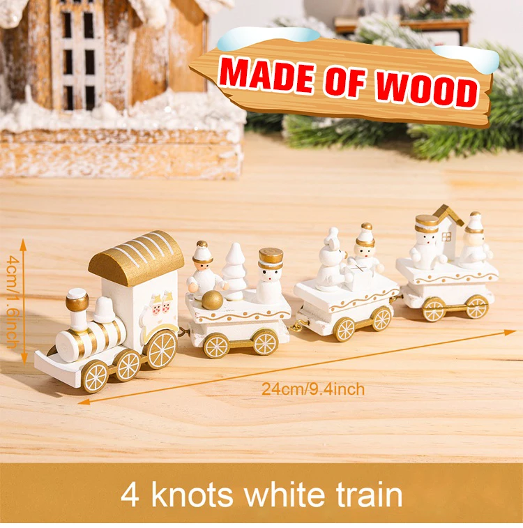 Tren de madera de Navidad Adornos navideños Decoraciones navideñas para el hogar 2024 Decoración del árbol de Navidad Regalos de Año Nuevo Noel Navidad