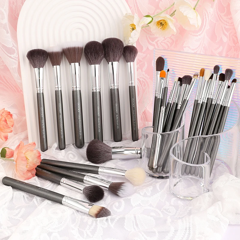 Makeup Brush Set Makeup Brush Makeup Tool Set Makeup Tool Docolor Makeup brushes set 29pcs Professional Natural hair Foundation Powder Contour Eyeshadow make up brushes PU Leather