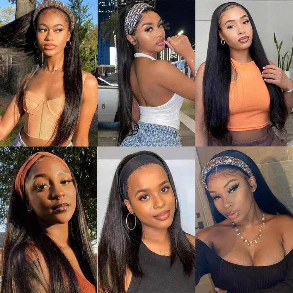 Human hair wigs Headband Wig Human Hair Straight Headband Wigs For Black Women Glueless Hair Wig Brazilian Machine Made Human Wigs