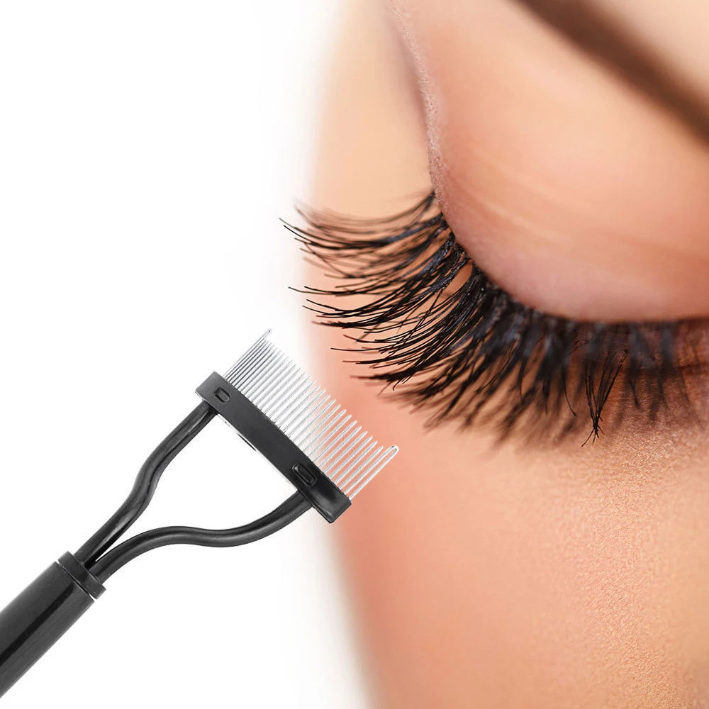 Foldable Beauty Eyelash Curler Portable Eyelash Separator Metal Eyelash Brush Comb Mascara Curl Eyelash Curler Makeup Tools