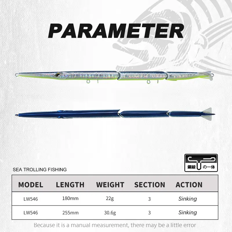 Hunthouse Jointed Pencil Bait 3 Section Fishing Lure 180mm/22g 255mm/30.6g Needle Sinking Swimbait For Bluefish Seabass Tackle - Image 3
