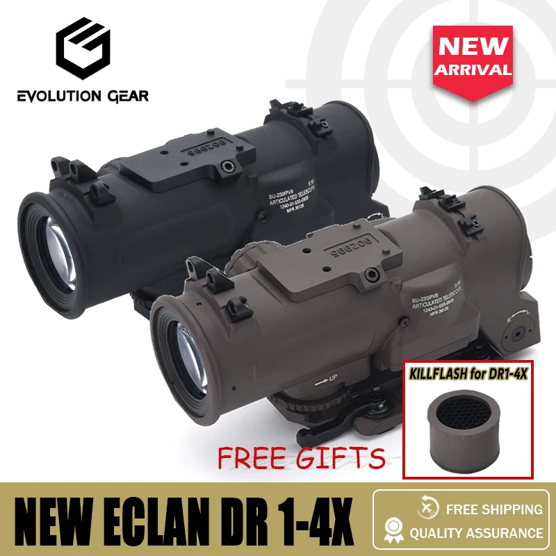 DR 1-4x Fixed Dual Field of View Red Illumination Scope Full Markings for Airsoft Hunting BK/FDE rifle scope