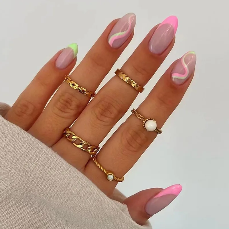 BRDXOOL Matt-grüne Kunstnägel Mit Blumen-Design – Mittellang Bis Lang, DIY-Nageldekoration