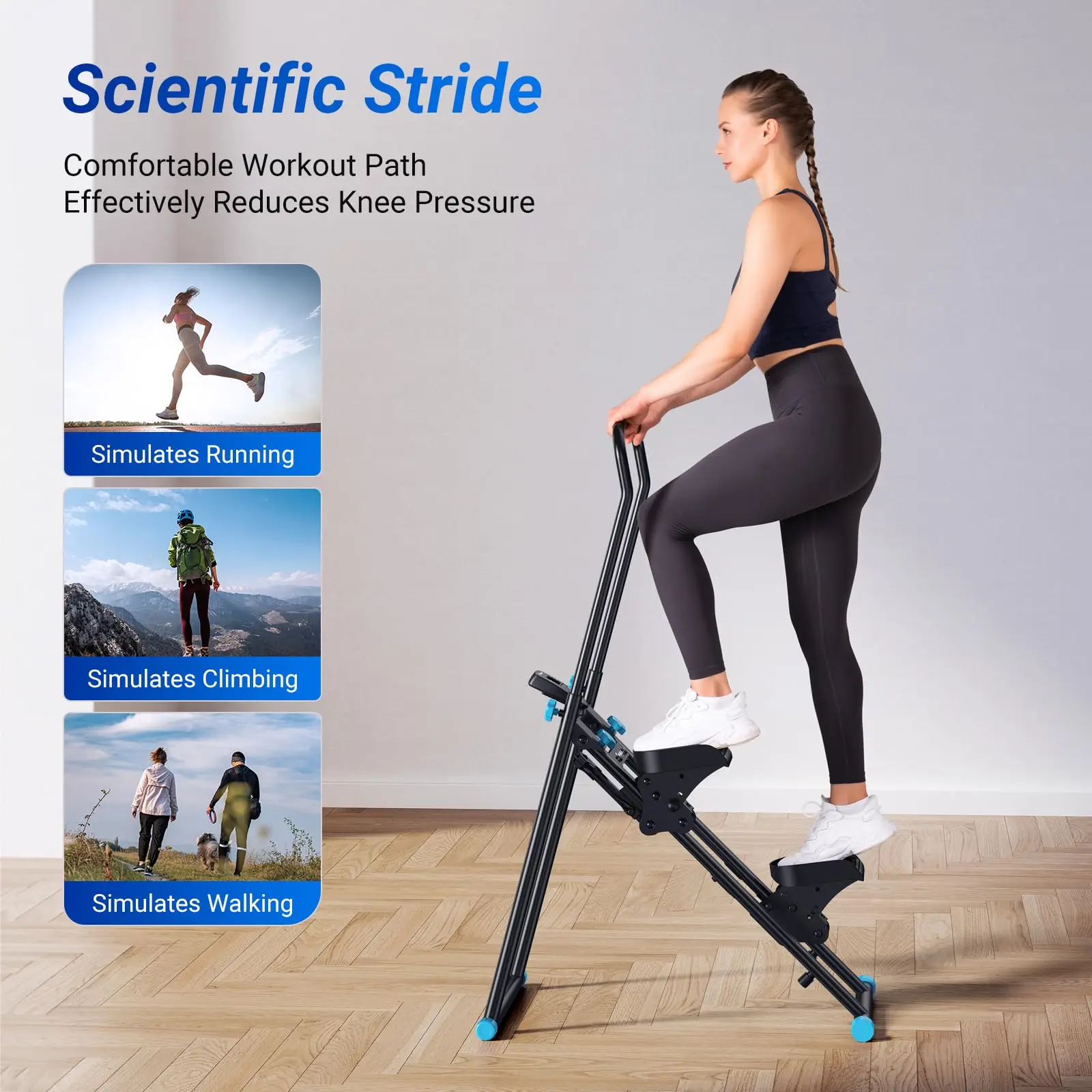 Stepper d'escalier Pliable, Machine réglable, grimpeur Vertical, équipement de Fitness pour Gymnastique à Domicile, système d'escalade Cardio Efficency