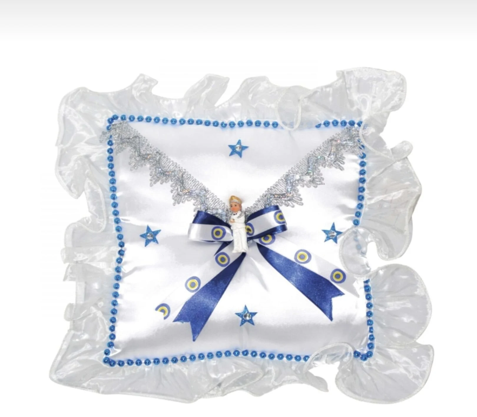 

WEDDING JEWELRY BAG SÜNNET DÜĞÜN SQUARE CUSHION WHITE BLUE CUSHION GIFT BAG