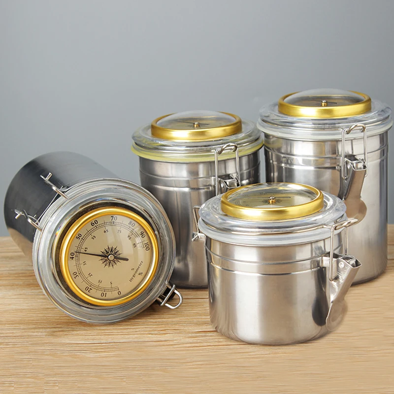 Cigar Humidor Humidifier Sheet Hygrometer Display Stainless Steel Tank Lock Design Cigar Tobacco