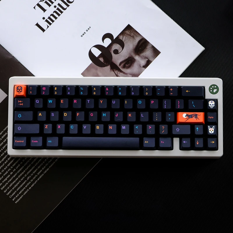 Chaves Gmk Mictlan Keycaps Cereja Perfil Pbt Tintura Sublimação Teclado Mecânico para mx Switch com 1.75u Shift 135
