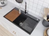 MEJE 80 x 46 Cm Drop-in 11 Gauge Stainless Steel Workstation Kitchen Sink ,Large Single Bowl,  Color Black，Grey 5