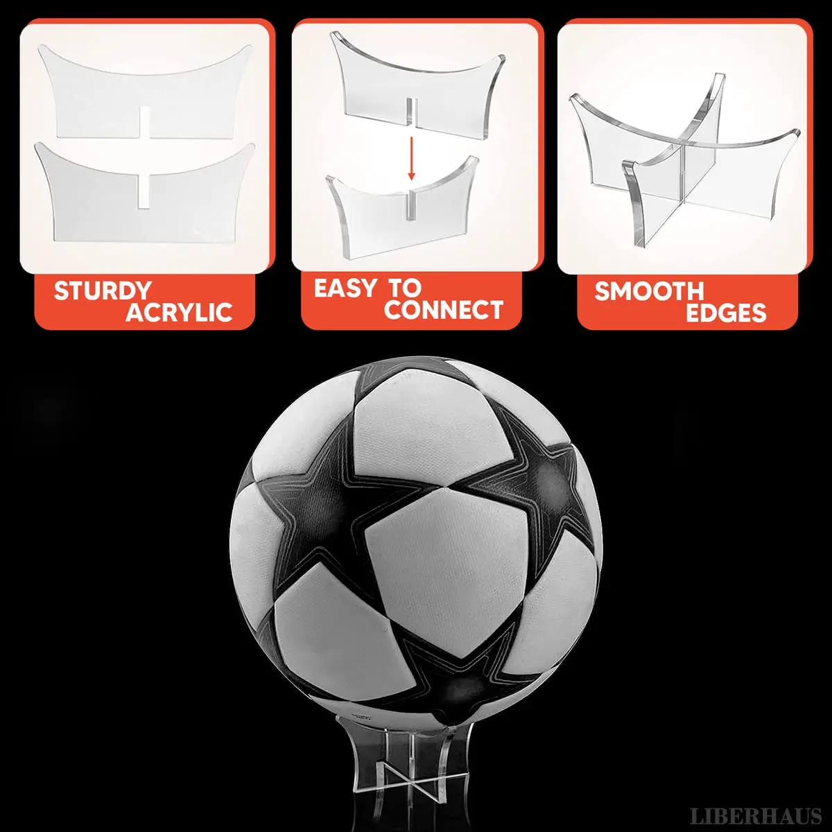 Acrylic Ball Stand Porable Display for Basketball Football Soccer Rugby  Bowling