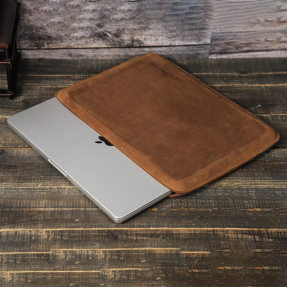 Família-capa de Luva Portátil para Macbook Air m2 Pro 14 A2442 A2779 Vaca Couro Mac Book Pro Air 13 m1 hp Dell Capa Bolsa - Imagem 2