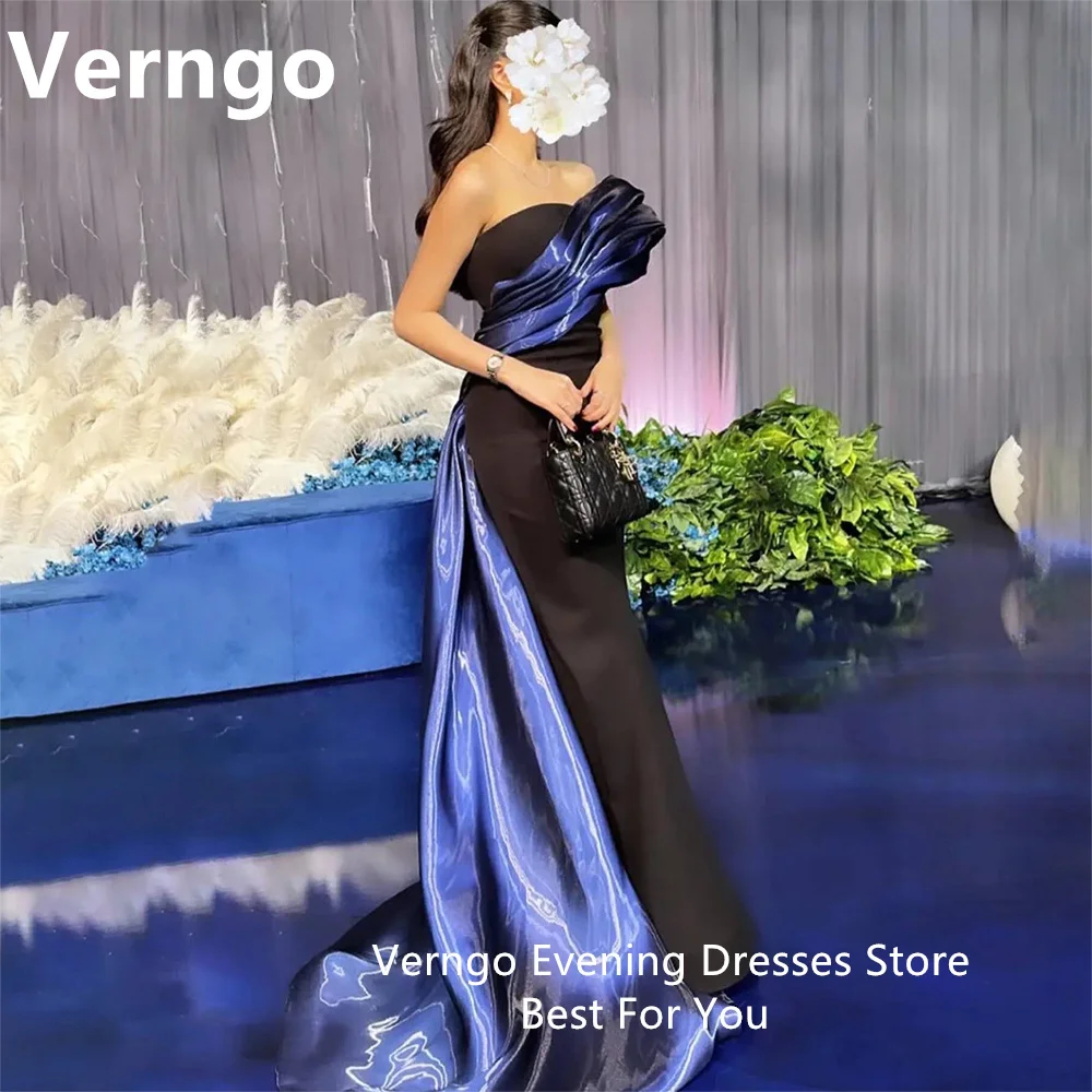 Verngo 대비색 이브닝 원피스 여성용 원숄더 인어 무도회 가운, 격식 있는 날, 심플한 원피스 