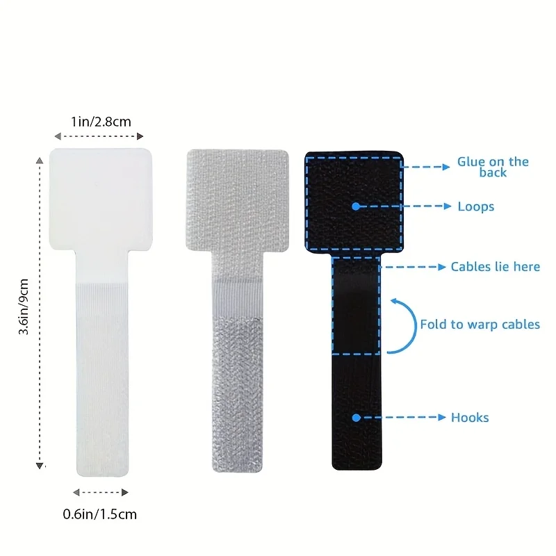 Reusable Hook and Loop Self-Adhesive Cable Organiser Straps