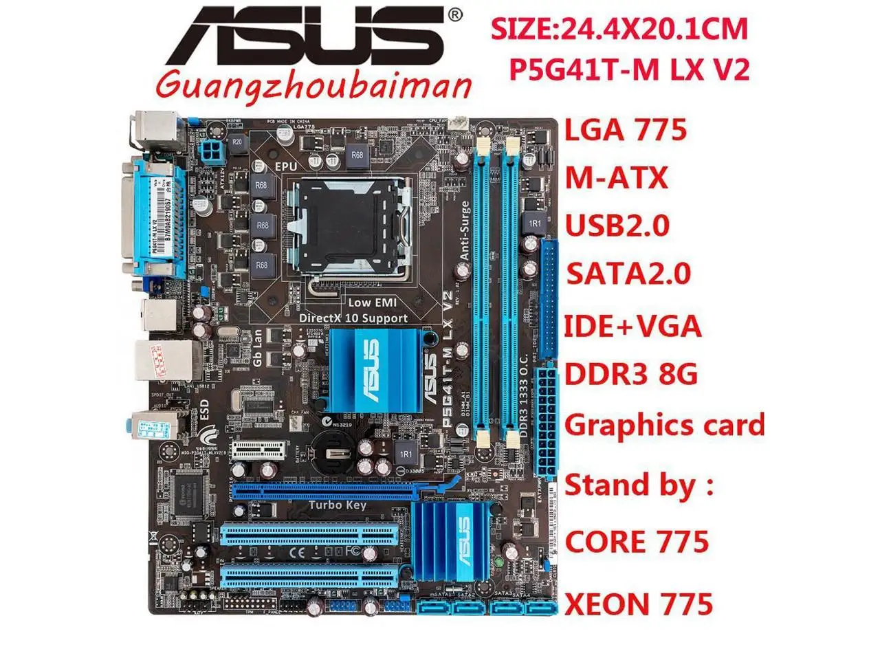 Asus-placa-mãe P5g41t-m-lx v2 Intel G41 Lga 775 Micro Atx Vga Ddr3 1333 8gb Sata Usb 2.0 - Imagem 4