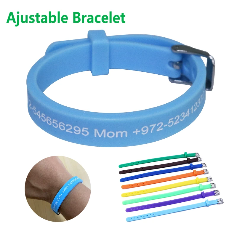 Adjustable Custom Bracelets Engraved Phone Number Bangles Autism Kids