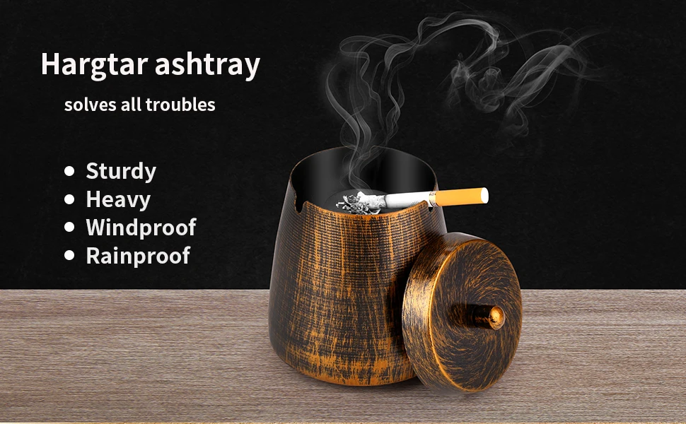 Description Picture 3 of itemOutdoor Ashtrays for Patio with Lid, Outdoor Ash Tray Sets for Cigarettes Outdoor Stainless Steel Ashtray with Lid for Outside