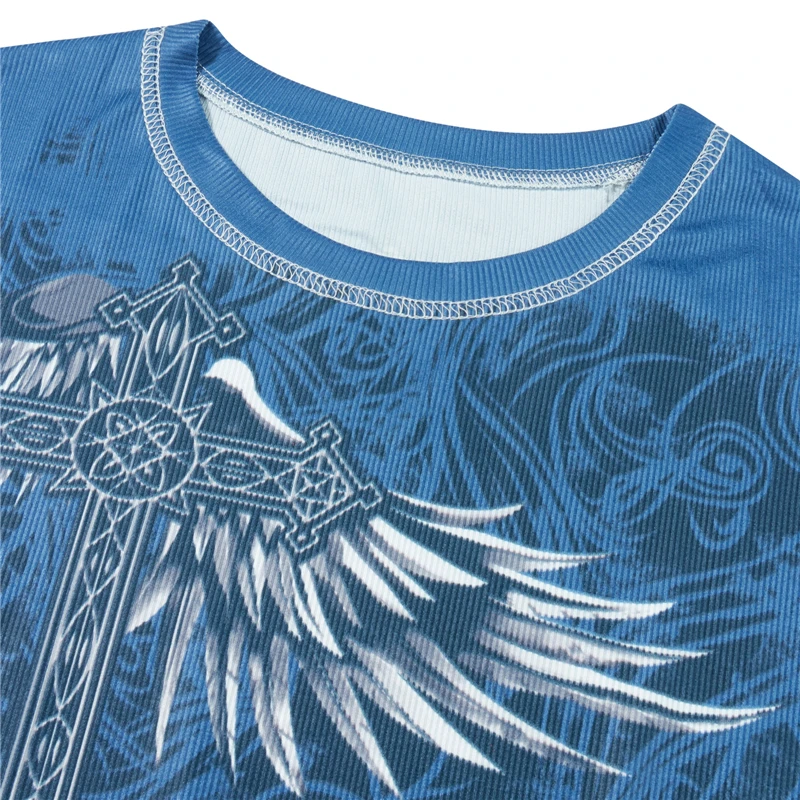 2000s T Shirt Graphic Clothes Punk Gothic Aesthetic Women Printing Round Neck Long Sleeve Tops y2k Egirl Tee Streetwear