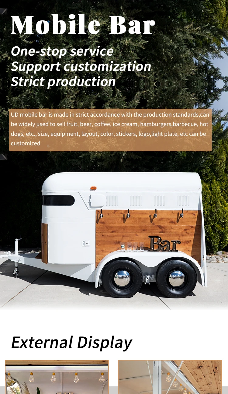 Description Picture 3 of itemUrdream Fast Food Truck Mobile Horse Trailer Cocktail Mobile Bar Camp Carriage Food Vending Consesssion Trailer for Sale