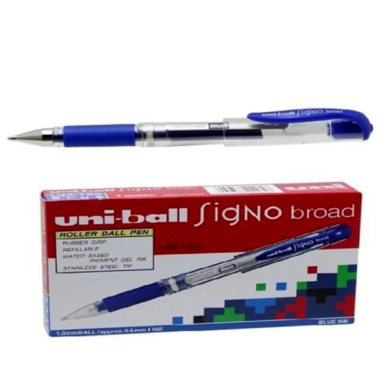 Uni-Ball Signo UM-153 Broad Gel Ink Rollerball Pen, 1.0mm, Broad Point, Blue Ink, Pack of 12 кастрюля gipfel signo 6 л