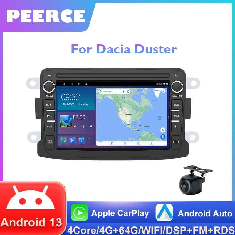 

Android 13 for Renault Logan Dacia Duster Sandero Captur Lada Xray 2 Car Multimedia Player Carplay Bluetooth GPS RDS Radio