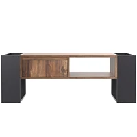 Comanlai Table basse en grain de bois, table de canapé avec un tiroir sans poignée et un compartiment de rangement, pour salon et chambre à coucher 4