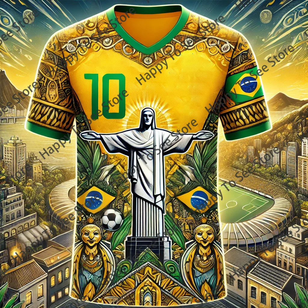 Men T Shirts Children Tshirts Children Tops New Brazil Special Edition Rio De Janeiro Statue Printed Football Jersey