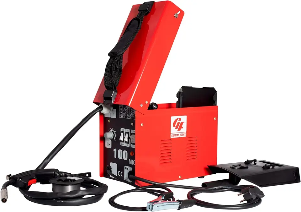 GERMAN FORCE continuous thread welder without GAS ventilated welder MIG  welding machine 100 accessories included