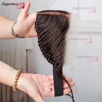 Capelli intrecciati frontali in pizzo 13x4 Frontale in pizzo trasparente Chiusura in pizzo brasiliano per capelli umani Solo con trecce Parrucca diritta per capelli