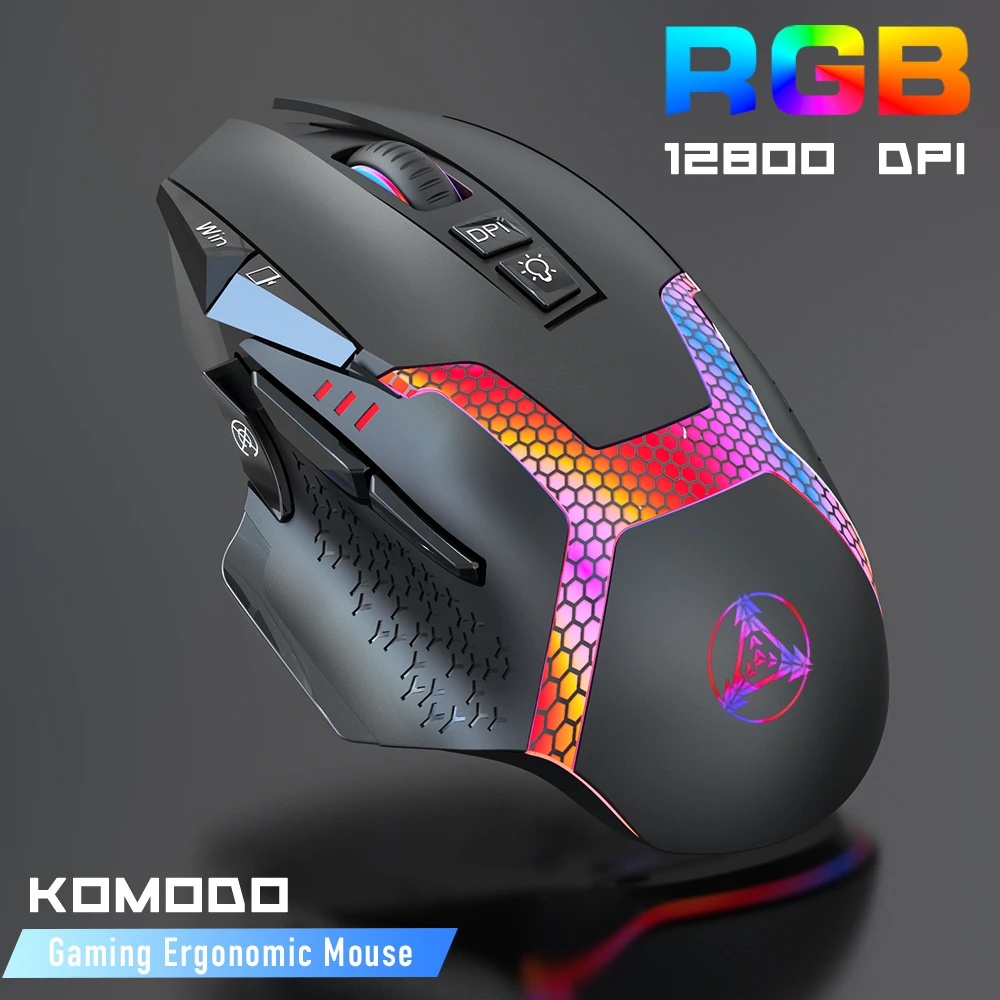 Mouse sem Fio para Jogos Programável para Gamer Ratos Laptop pc Rgb Bluetooth 2.4g 12800 Dpi