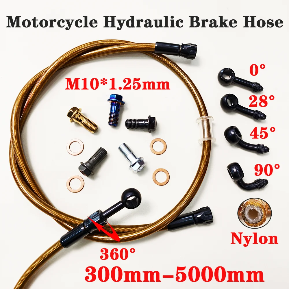TransparentGoldenAN3BraidedBrakeHoseMotorcycleHydraulicClutch