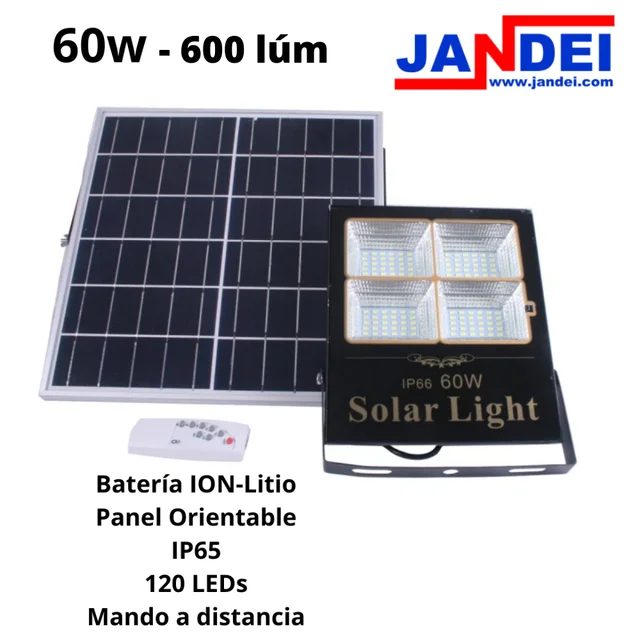 Farola solar 200W panel orientable 6000K exterior ion-litio