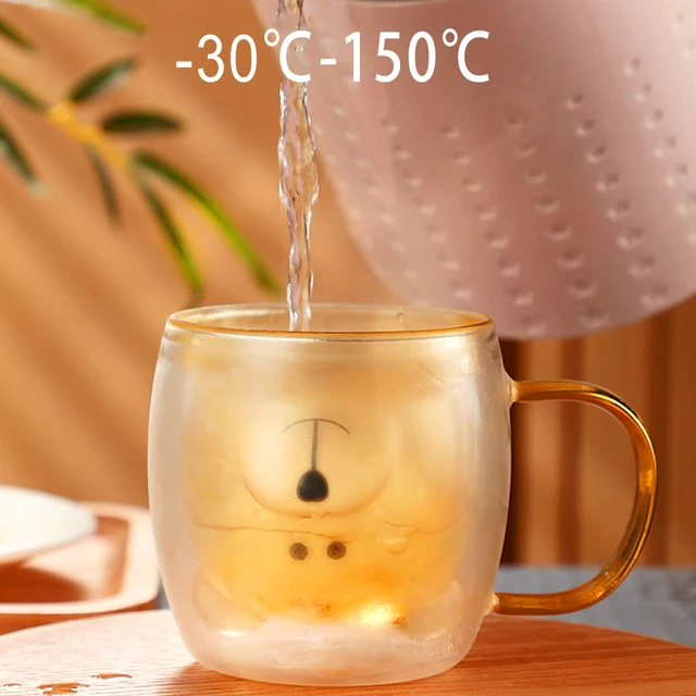 Double Layer Glass Cup With Handle Creative Transparent - Temu