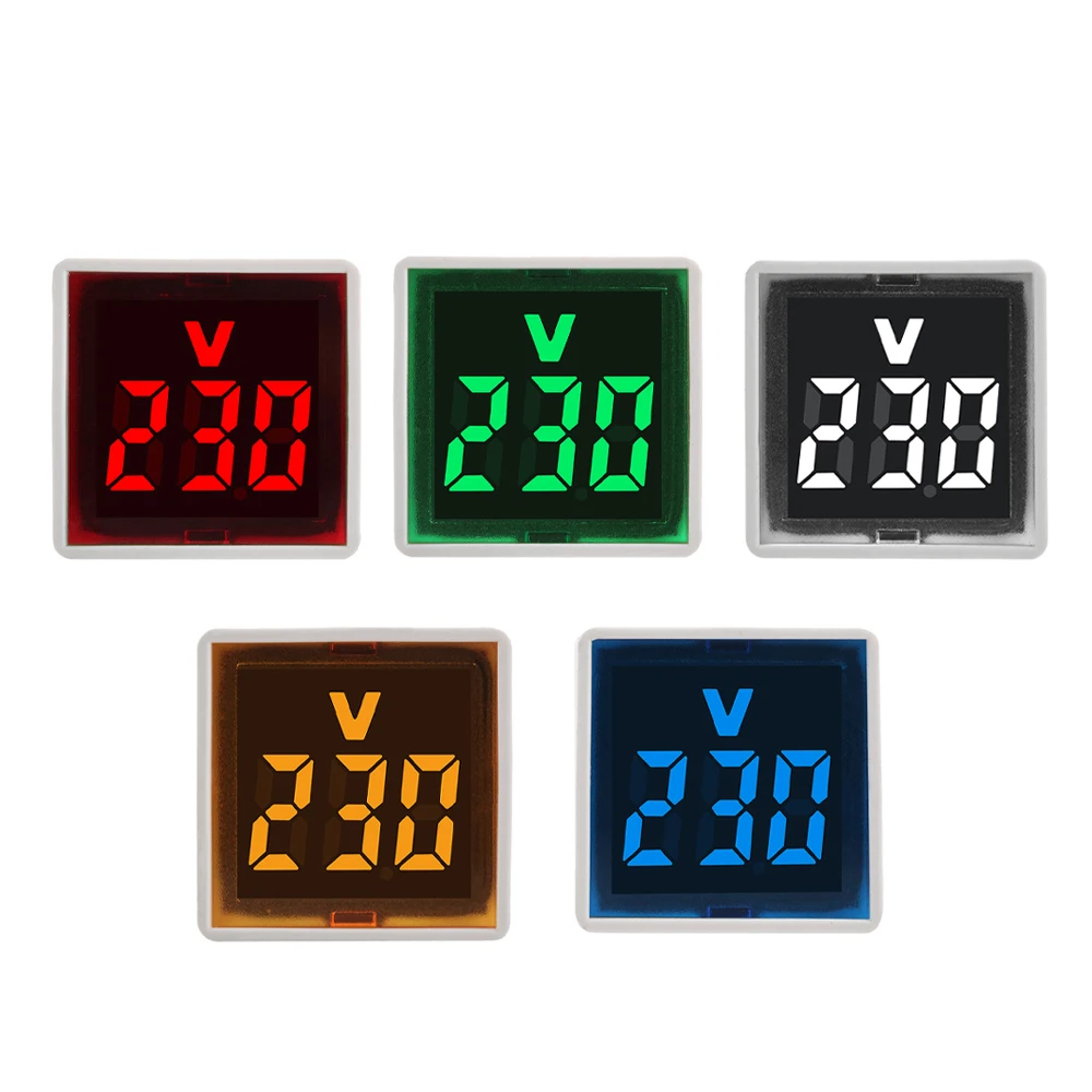 AC 220V 30mm 사각형 LED 디지털 전압계, 50500V 측정 범위, 유럽형 플러그, 다양한 디스플레이 색상으로 제공