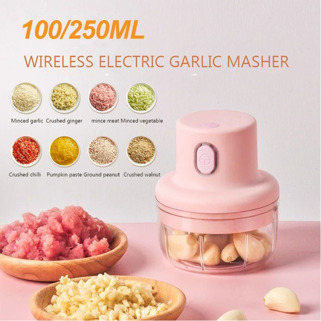 100ml/250ml Wireless Mini Electric Garlic Food Chopper Ginger Vegetable  Crusher Cutter Food Blender Processor