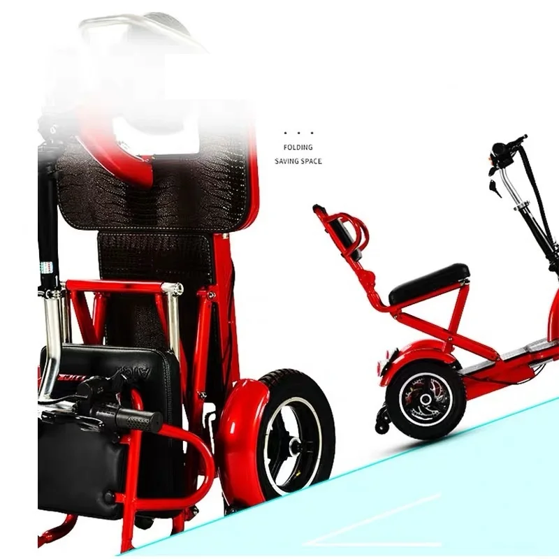 Mini Electric Tricycle Folding Electric Scooter Adult Portable For Disabled Elderly Battery Car 48V Can Last 60 Km for by Plane