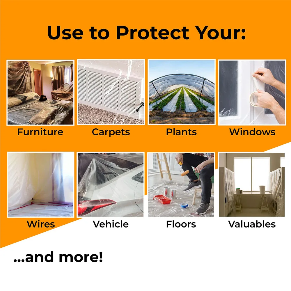 Plastic Painters Drop Cloth Clear PE Dust Disposable Floor Cover Dustproof Furniture Protection Household Full Cover Cloth Disposable Floor Cover