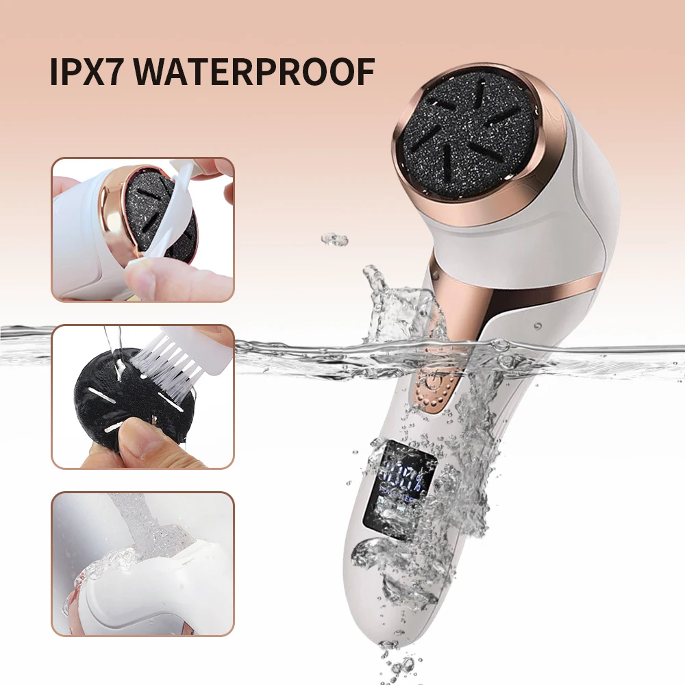 Electric Foot Callous Remover 3 Grinding Heads Waterproof Portable File Dead Hard Cracked Dry Skin Pedicure Tools Rechargeable 2