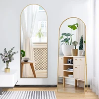 Anajqaqia Туалетное зеркало, арочное зеркало в полный рост, изогнутое стоящее зеркало, рама из алюминиевого сплава, закаленное стекло, для спальни — изображение 3