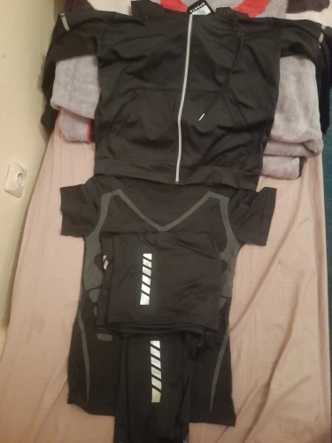 3-7Pcs Men's Ice Fiber Quick-Dry Running Fitness Full Set/Suit Tracksuit For Marathon, Training Cycling，Jogging,Gym， sweatpants photo review