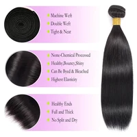 Extensions de cheveux humains brésiliens lisses 12A, non traités, vierges, pour femmes, à coudre 3