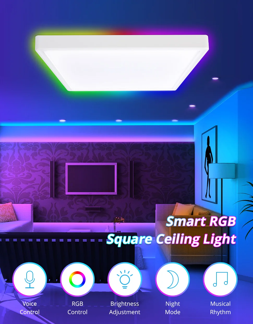 34W WiFi LED Ceiling Light Double Layer Type Dimmable CCT Ultrathin Surface Mounting Lamp A92bfe25741fa4fff85c2570945304d50r