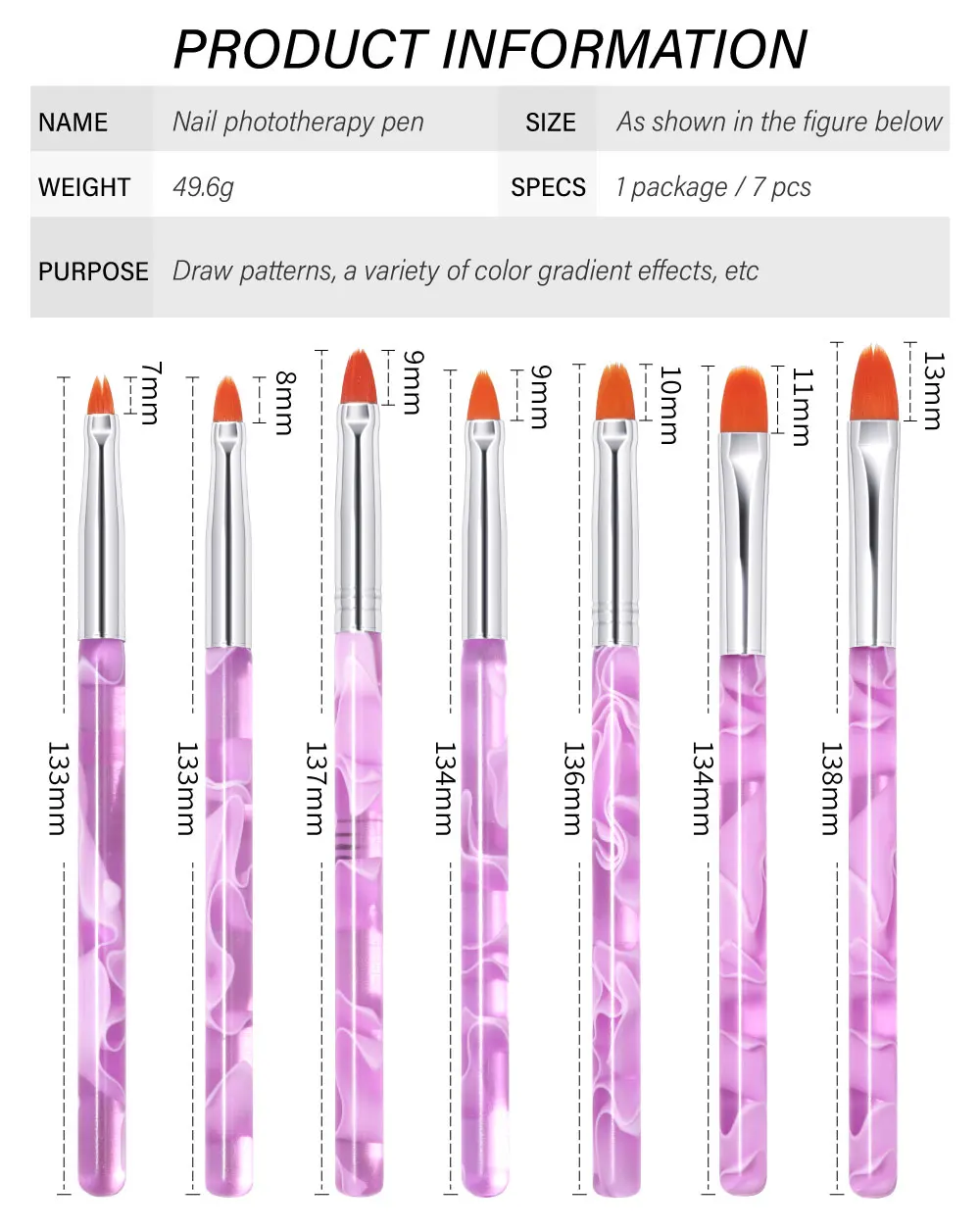 Description Picture 3 of itemLULAA Acrylic Art Crystal Dotting Tools Professional Nail Brushes Set Pen Heads Point Drill Pens DIY Nail Art Tool