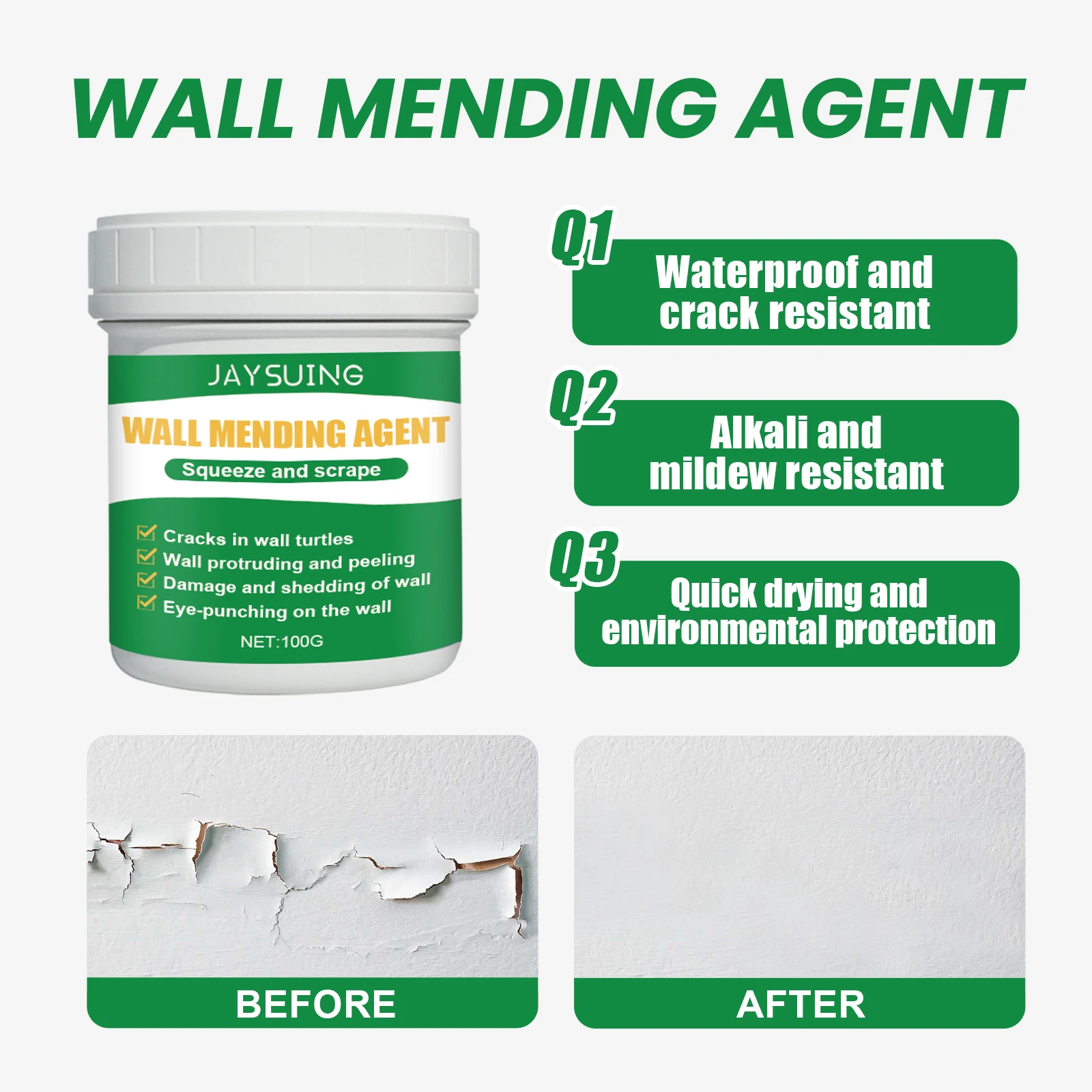 Waterproof Wall Mending Agent Crack Resistant Filler Paint