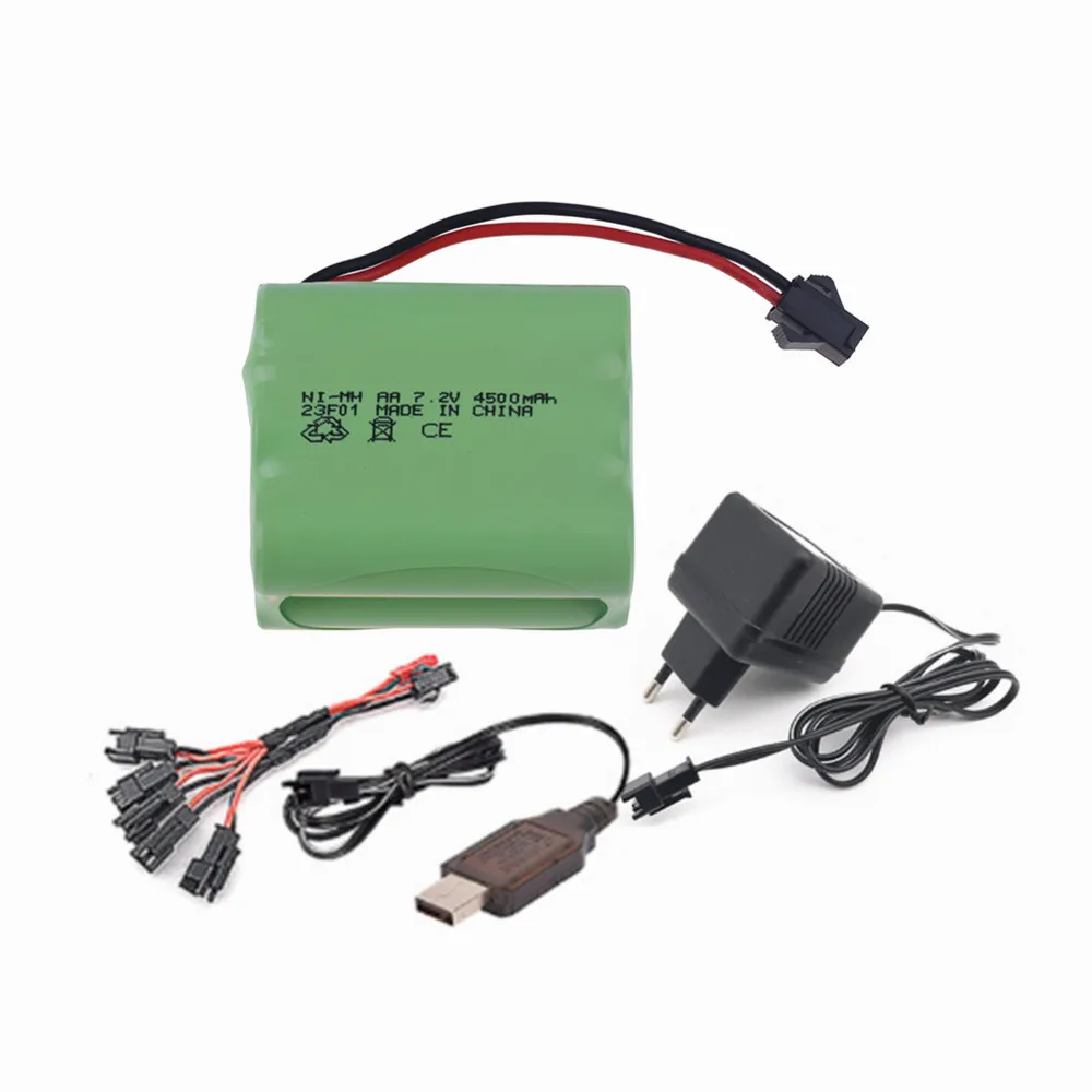 

7.2V 4500mAh AA Nimh Battery + Charger For RC Car RC Truck RC Boat Tanks Robot Gun 2800MAH 3500MAH 7.2V Rechargeable Battery