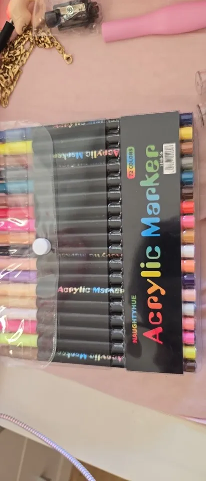Rotuladores de pintura acrílica de 48 colores para uso artístico profesional, bolígrafos finos y con punta de doble punta, adecuados para piedra, madera y caligrafía photo review