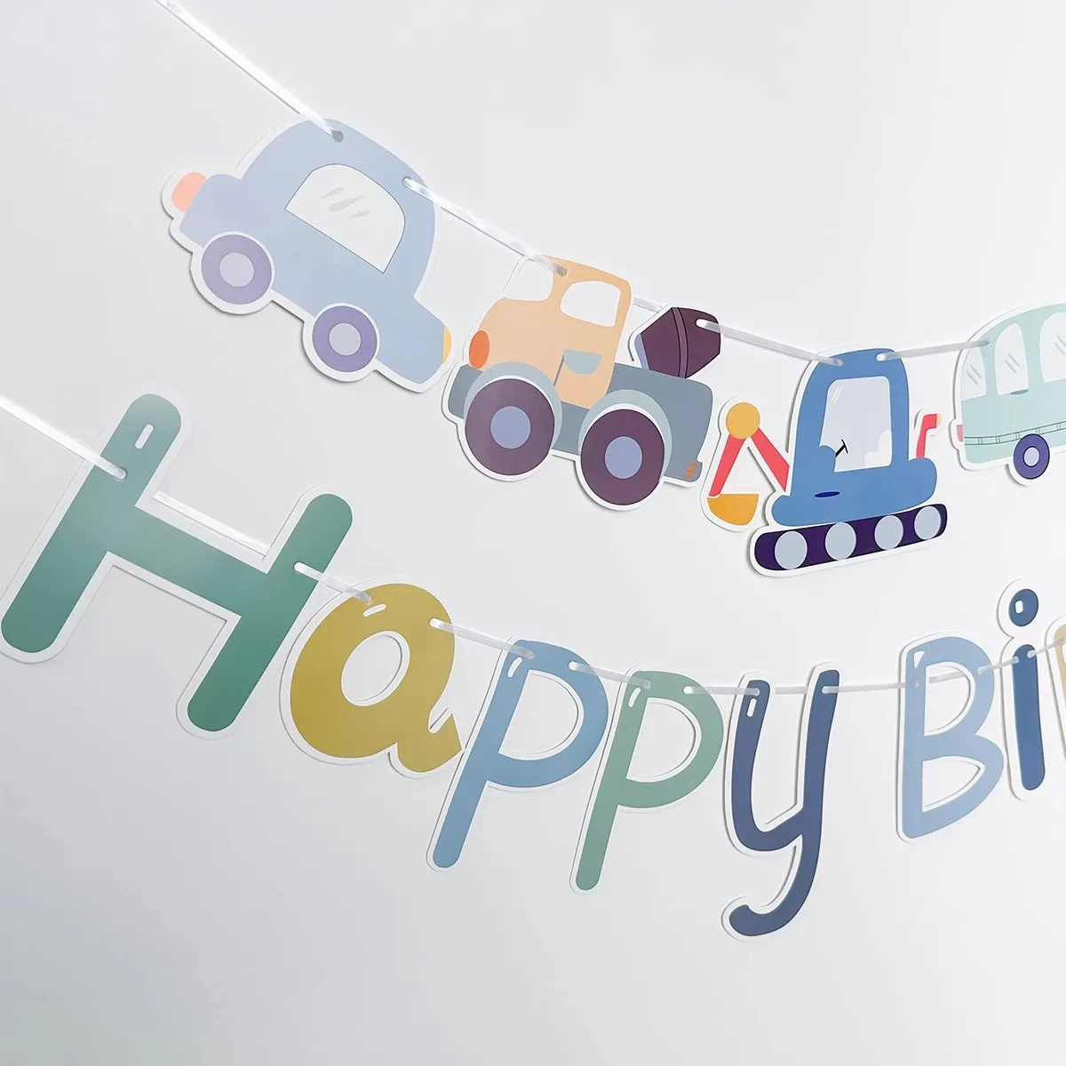 Bear Car Pull Flag Banner Decoration Children's Cartoon Birthday Party Baby's First Birthday Background Wall Scene Layout