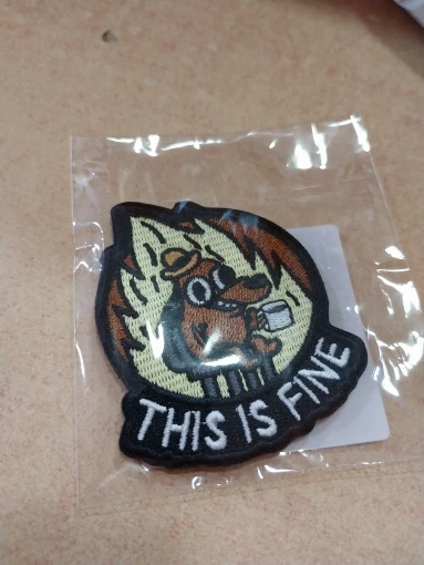 This is fine funny meme patch photo review