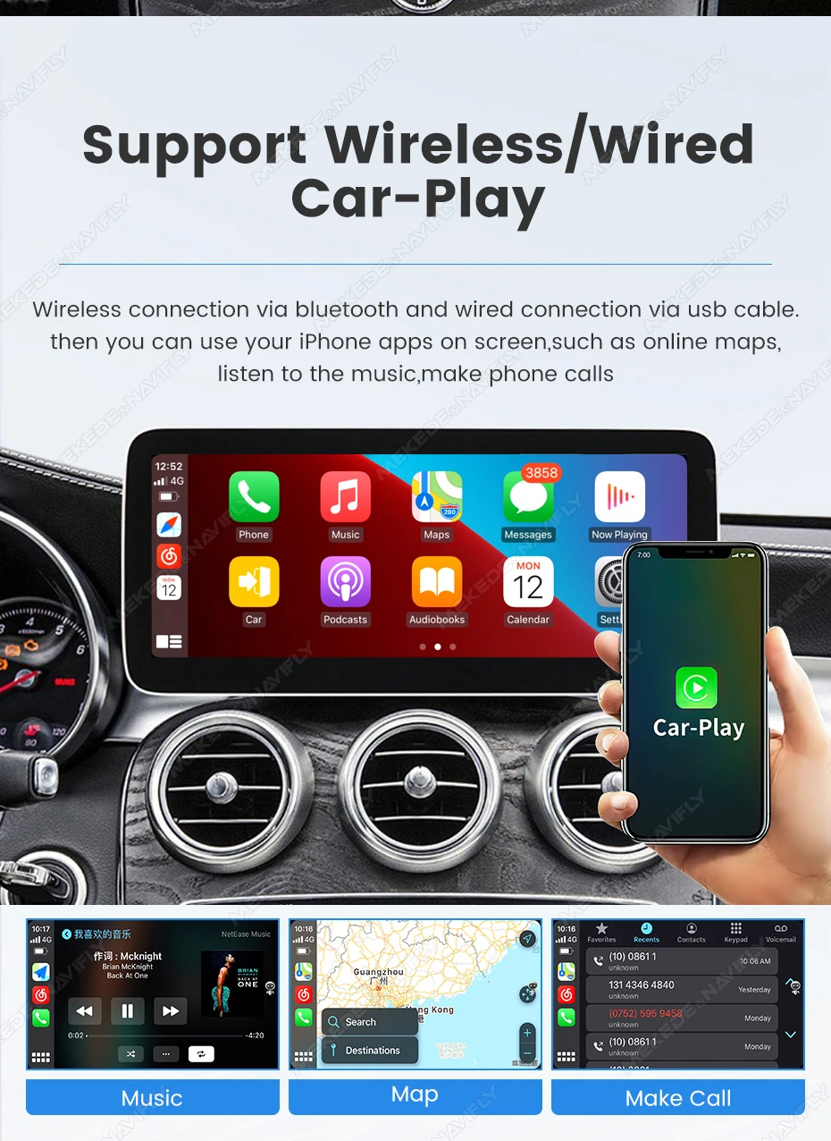 MEKEDE Linux Carplay Bildschirm Android Auto für Mercedes Benz W205 GLC A C V Klasse W447 CLA GLA 2015-2019 als Radio-Multimedia-System – Detail 6