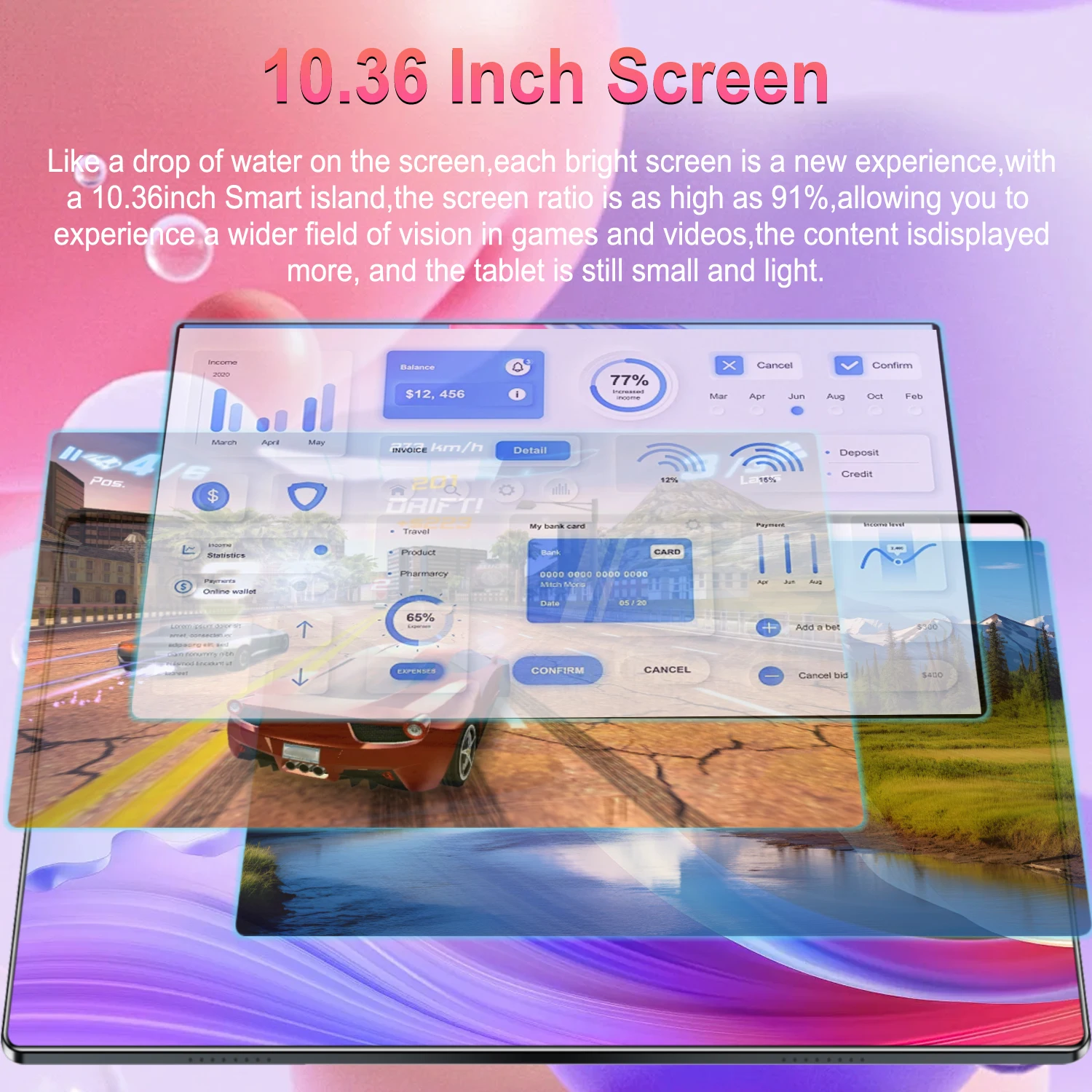 2025 Multi Purpose 5G Tablet 10.36 Inch HD Screen 16GB 1TB 12000mAh 10 Core Dual SIM GPS With Keyboard